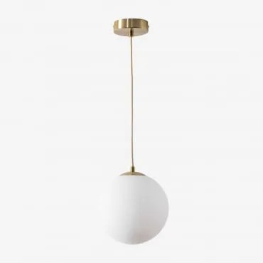 Lâmpada De Teto Suspensa Em Ferro Com Bola De Cristal Uvol Ø19 Cm & Dourado - Sklum