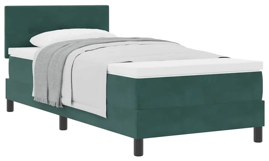 Cama Box com Colchão vidaXL Verde Escuro 100x200 cm Veludo