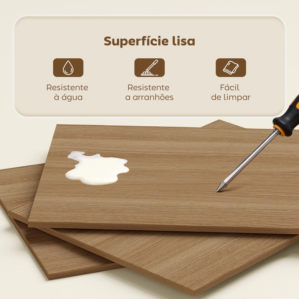 Secretária Dobrável com 4 Prateleiras para Espaços Pequenos Estúdio, Escritório em Casa 105x60x127 cm Madeira