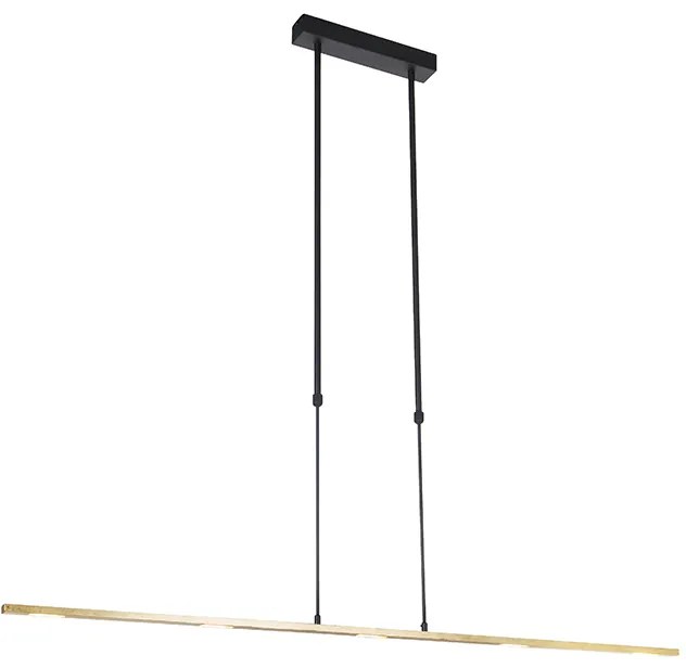 Candeeiro de suspensão preto com dourado incl. LED regulável - Bold Moderno