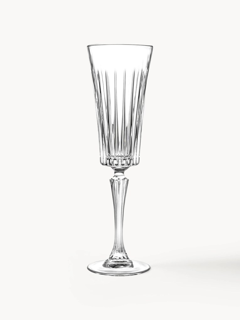 Crystal Champagne Glasses Timeless with Groove Relief, Set of 6