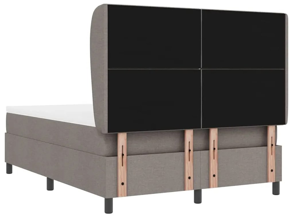 Cama com Estrado e Colchão - Taupe, 140 x 200 cm, Tecido