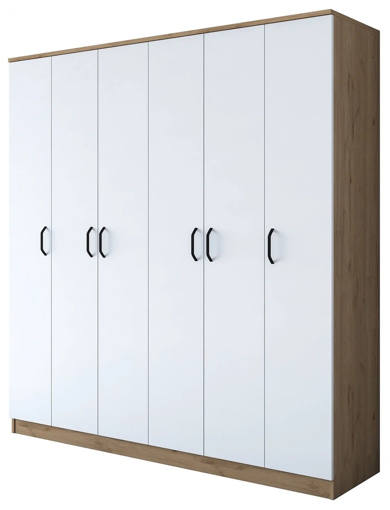 Roupeiro BA114 – Nogueira/Branco – 180x190,8x47,3 cm