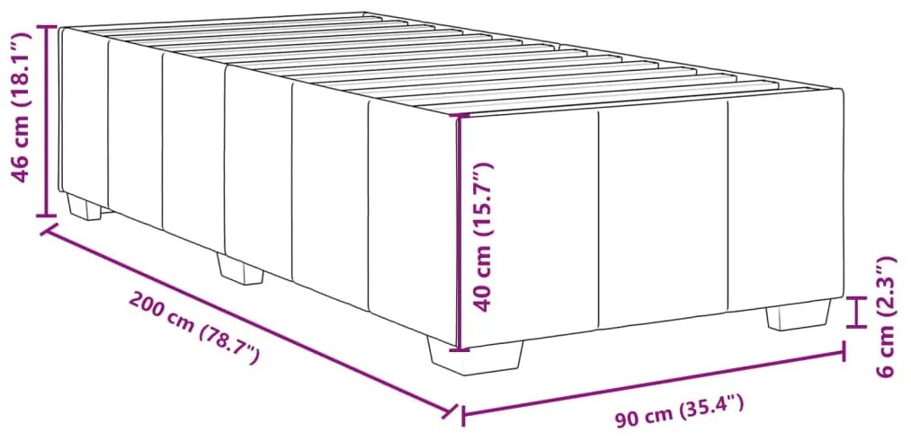 Estrutura de cama sem colchão 90x200 cm tecido cinzento-escuro