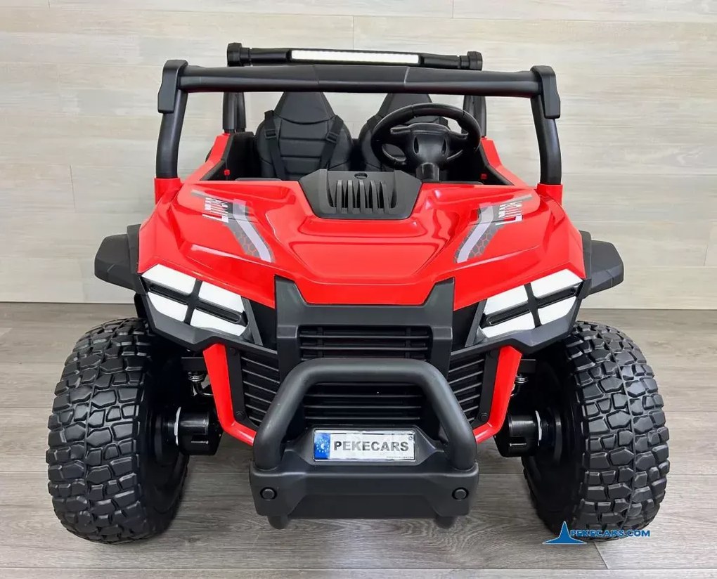 Buggy elétrico para crianças 2 lugares 1000R 4x4 24V, Rodas de borracha, Banco em pele sintética Vermelho