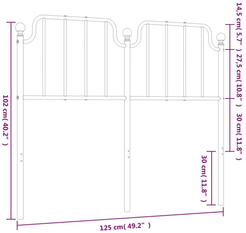 Cabeceira de cama 120 cm metal branco
