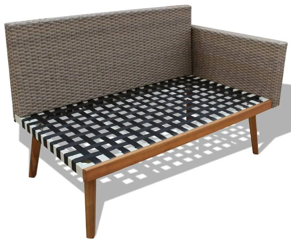 4 pcs conjunto lounge de jardim c/ almofadões vime PE cinzento