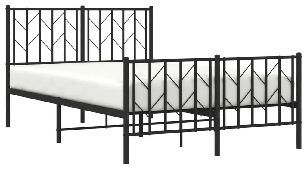 Estrutura de cama com cabeceira e pés 120x200 cm metal preto