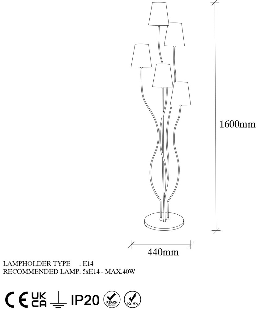 Candeeiro de Pé Bonibon – Multicolor – 44 x 44 x 160 cm