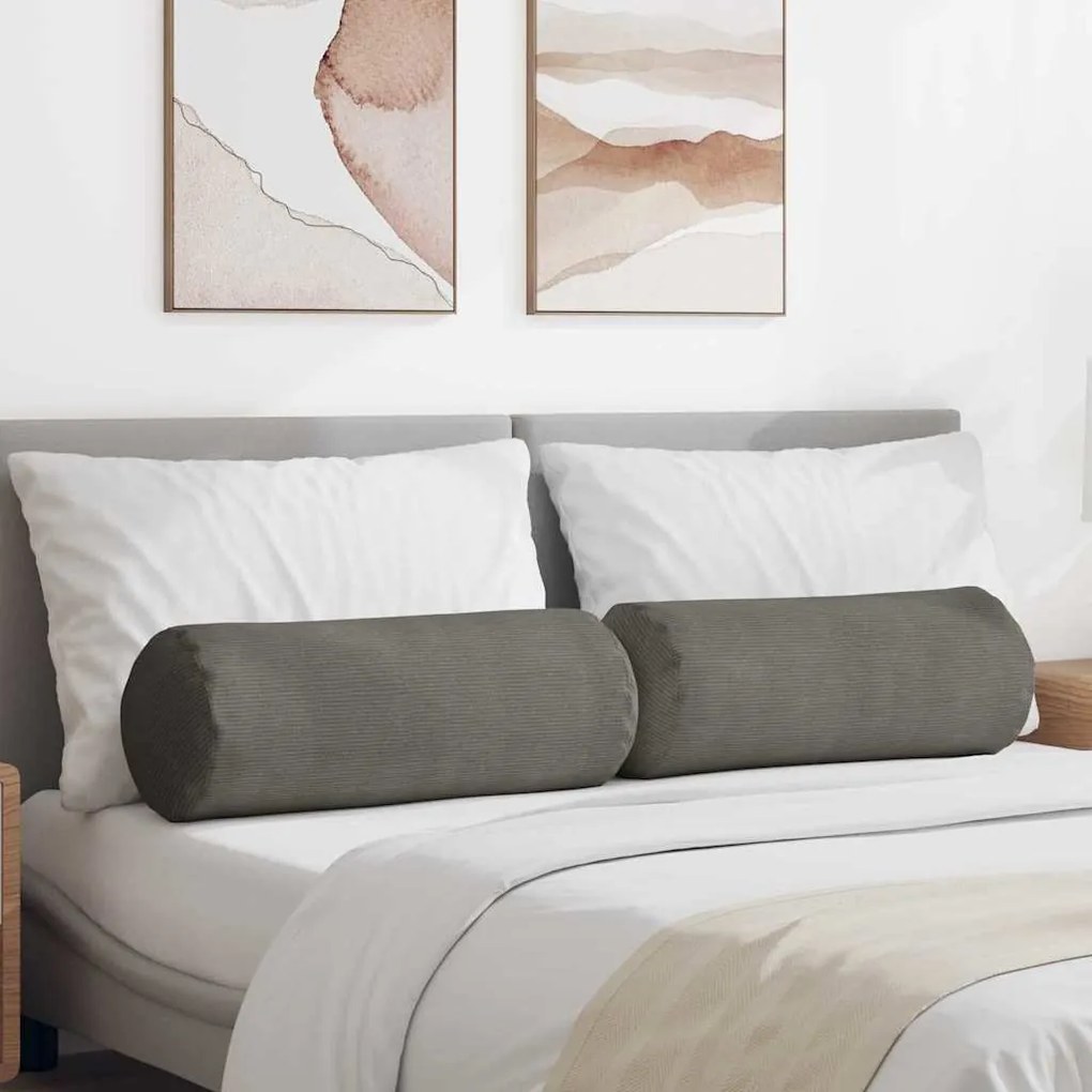 vidaXL Almofadas de Apoio 2 pcs Cinzento-claro Ø 25 x 70 cm