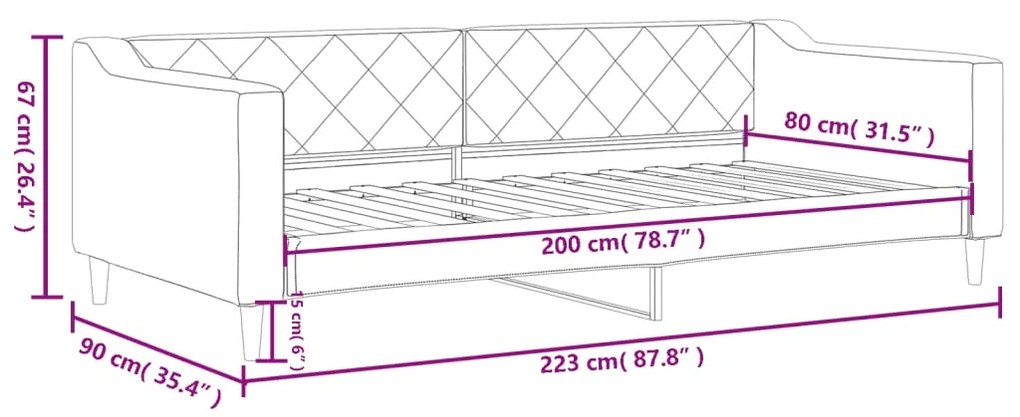 Sofá-cama 80x200 cm tecido cor creme