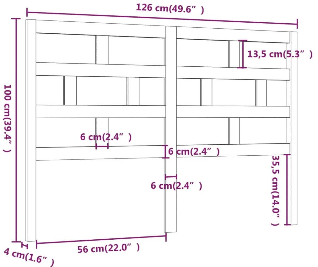 Cabeceira de cama 126x4x100 cm pinho maciço castanho mel