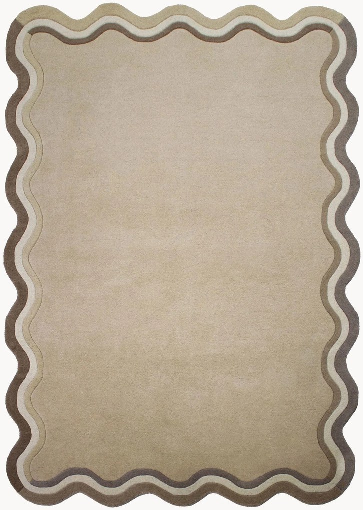 Tapete de lã tufado à mão de pelo curto Leo Scallop Border