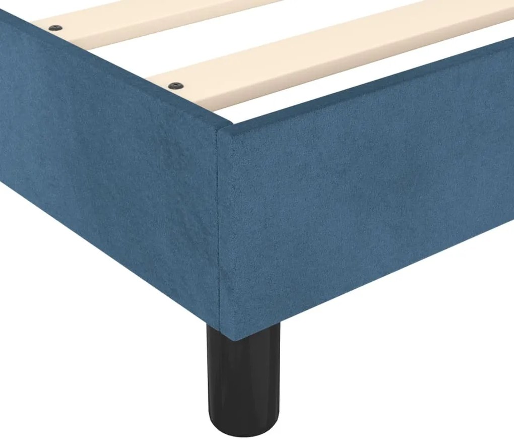 Estrutura de cama sem colchão 140x190 cm veludo azul-escuro