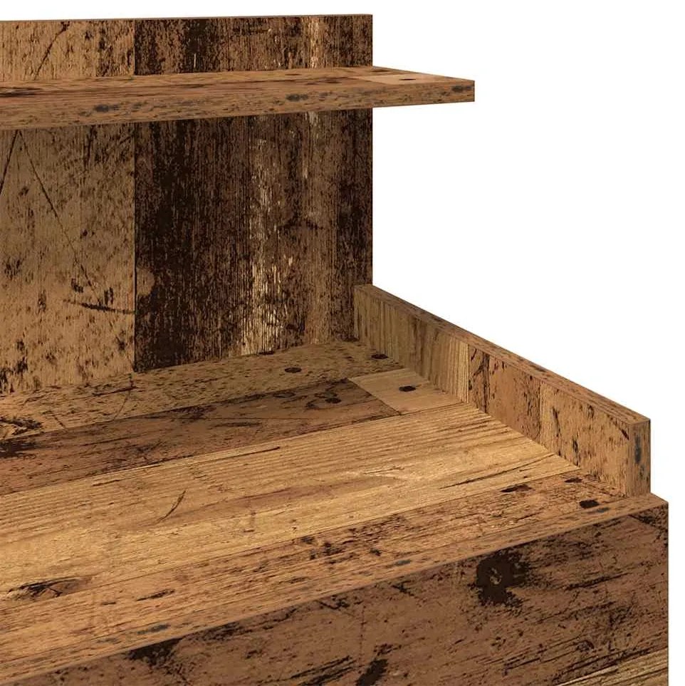 Mesa de cabeceira com 2 gavetas madeira antiga 40x36,5x62 cm