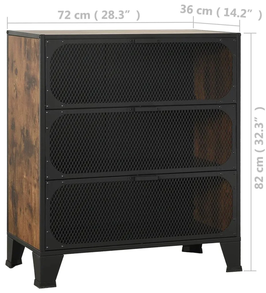 Armários arrumação 2pcs 72x36x82 cm metal/MDF castanho rústico
