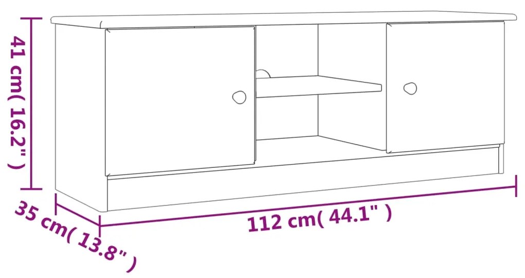 Móvel de TV ALTA 112x35x41 cm madeira de pinho maciça