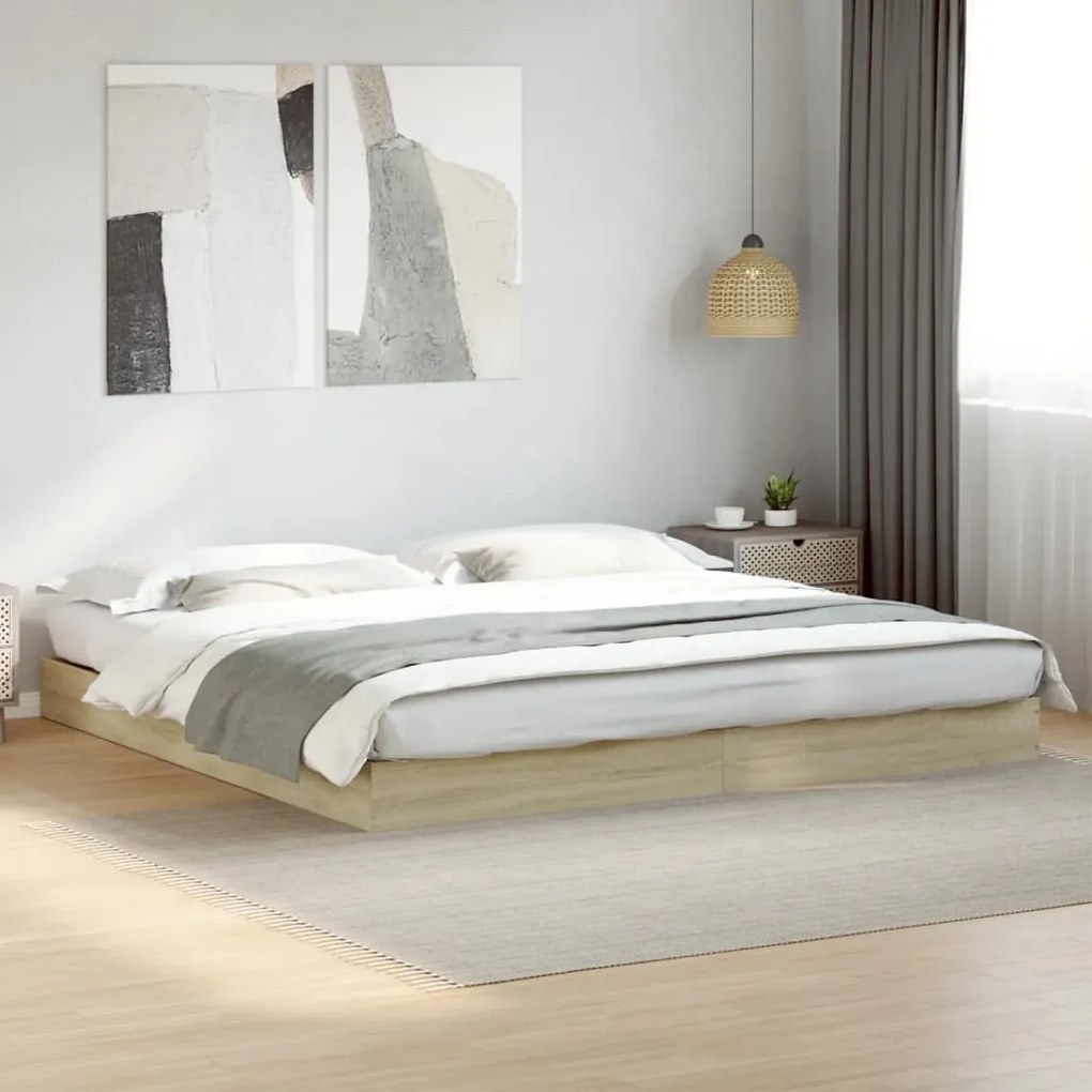 vidaXL Estrutura cama s/ colchão 180x200cm carvalho sonoma