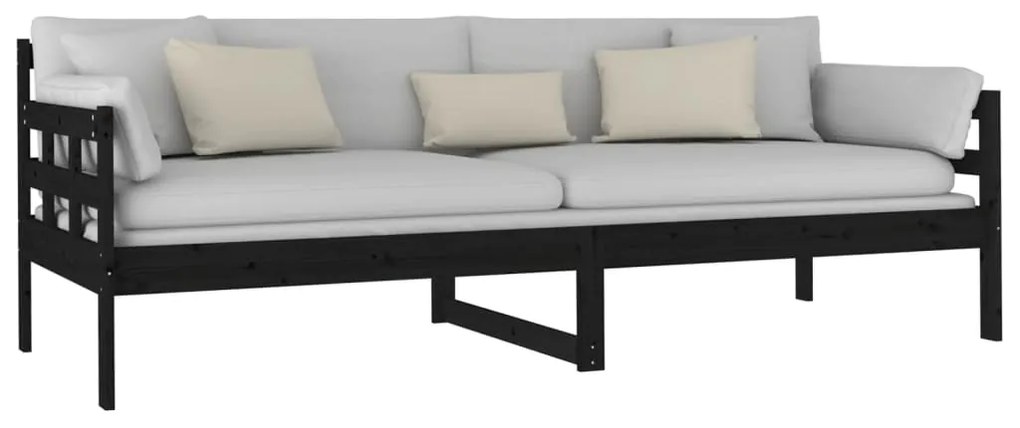 Sofá-cama 80x200 cm madeira de pinho maciça preto