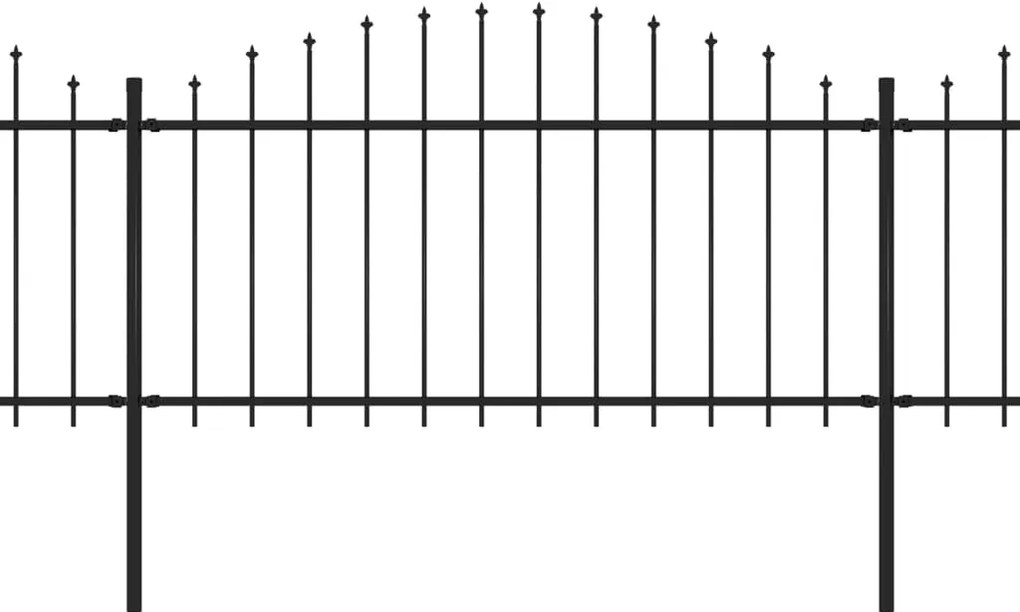 Cerca de jardim com topo em lanças (1,25-1,5)x3,4 m aço preto