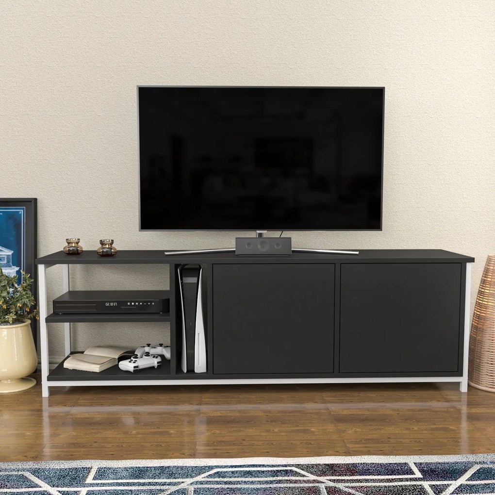 Móvel TV Primrose – Branco e Antracite – 160 cm x 35,3 cm x 50,8 cm