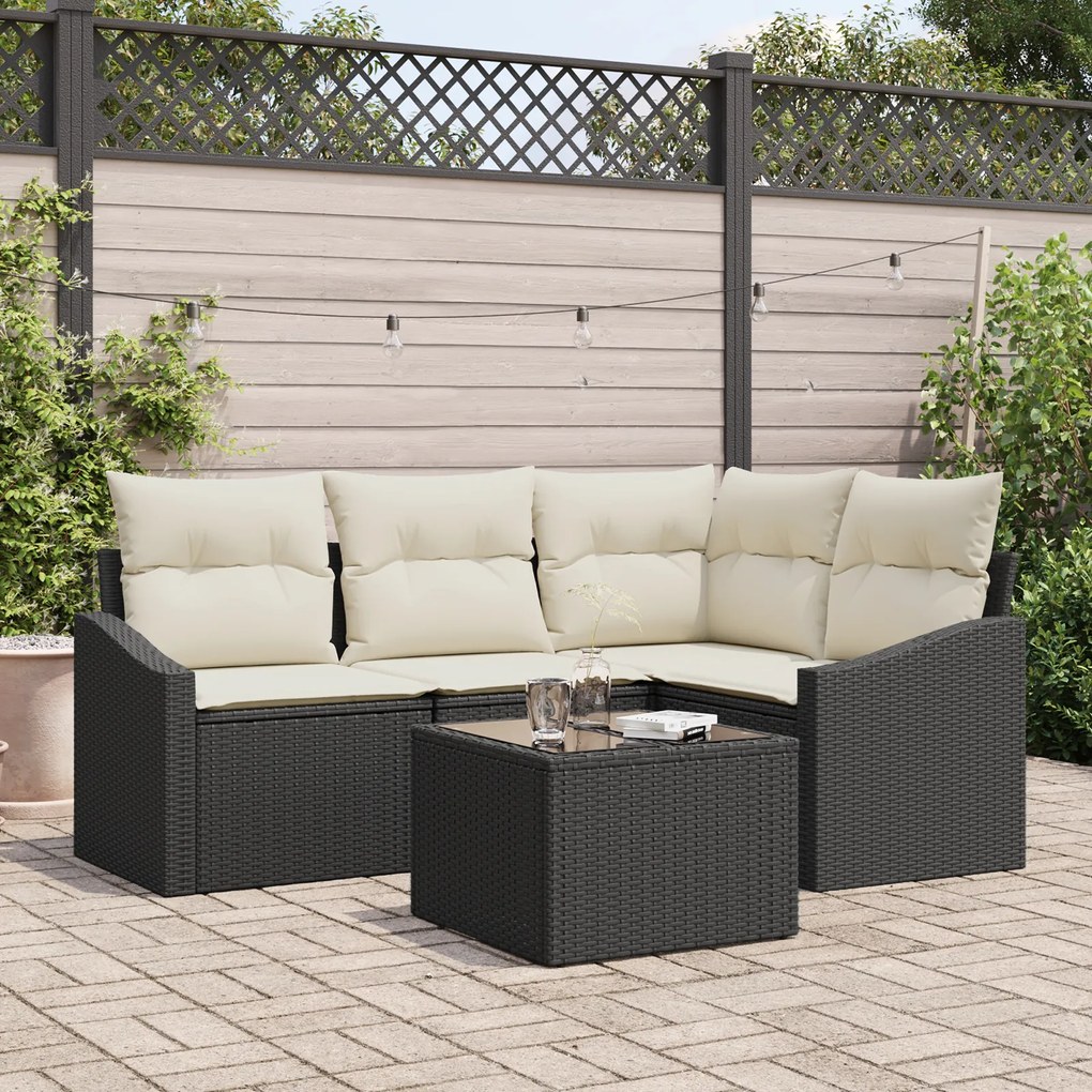 Conjunto de Jantar de Jardim com 4 Peças e Almofadas em Vime Marron