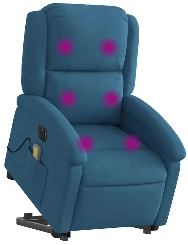 Poltrona massagens reclinável elevatória elétrica veludo azul