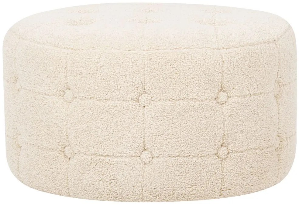 Pufe cilíndrico em bouclé creme ⌀ 55 cm TAMPA Beliani