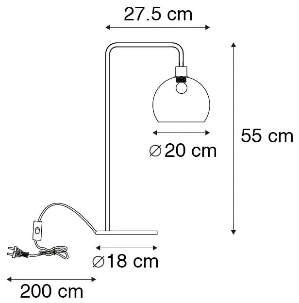Candeeiro de mesa moderno preto com cúpula fumê - Maly Moderno