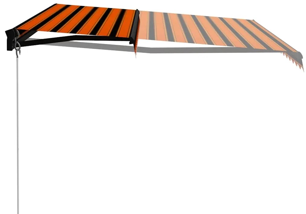 Toldo retrátil manual com LED 450x300 cm laranja e castanho