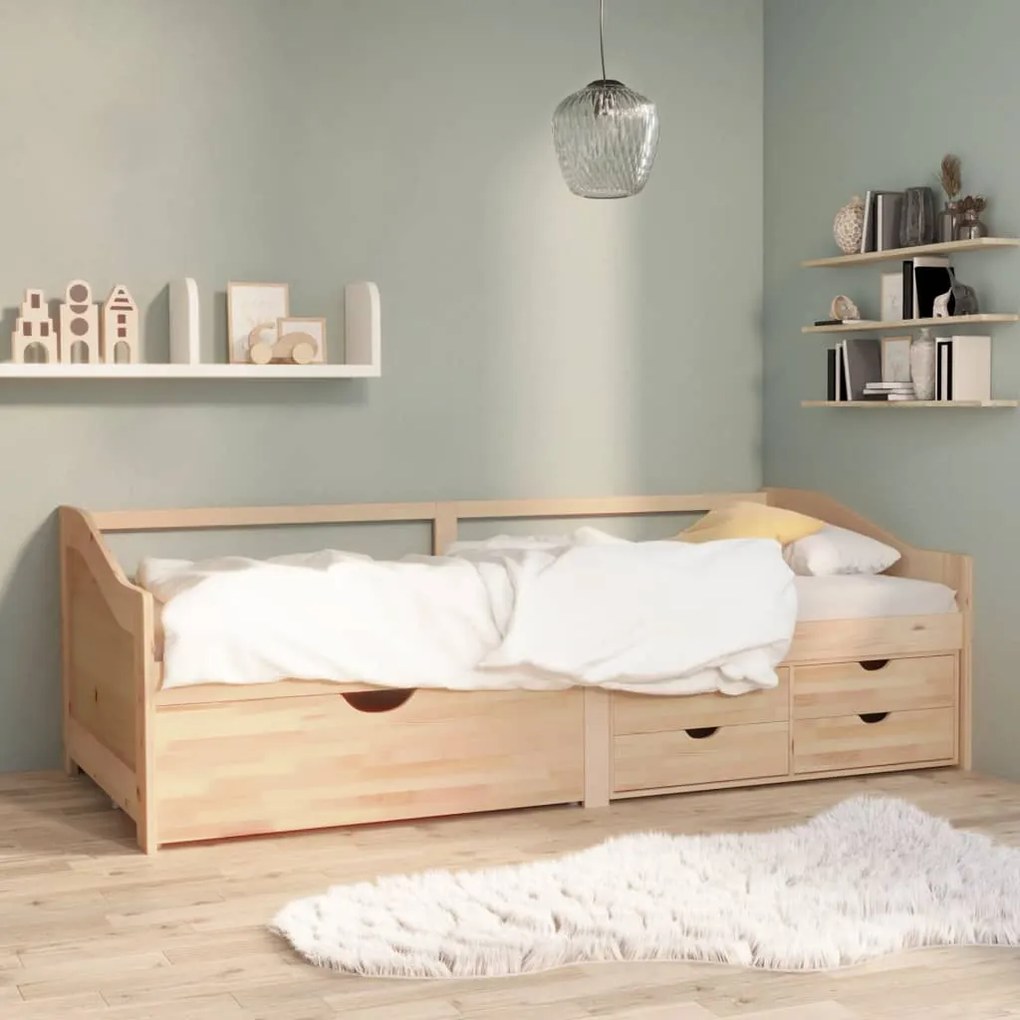 vidaXL Sofá-cama de 3 lugares com gavetas 90x200 cm pinho maciço