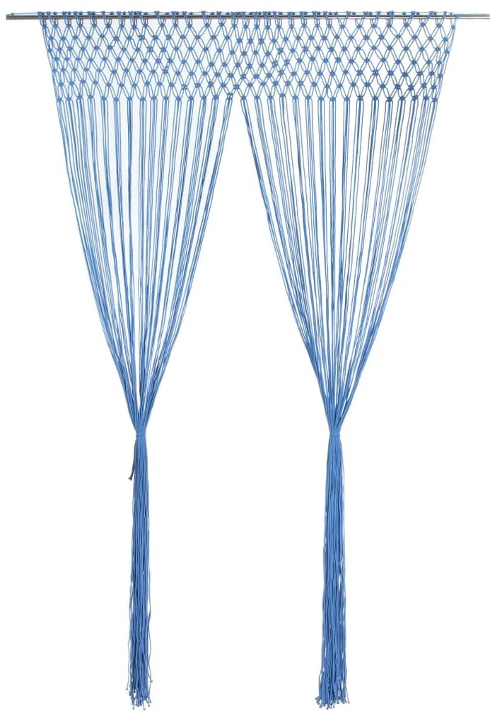 vidaXL Cortina macramé 140x240 cm algodão azul