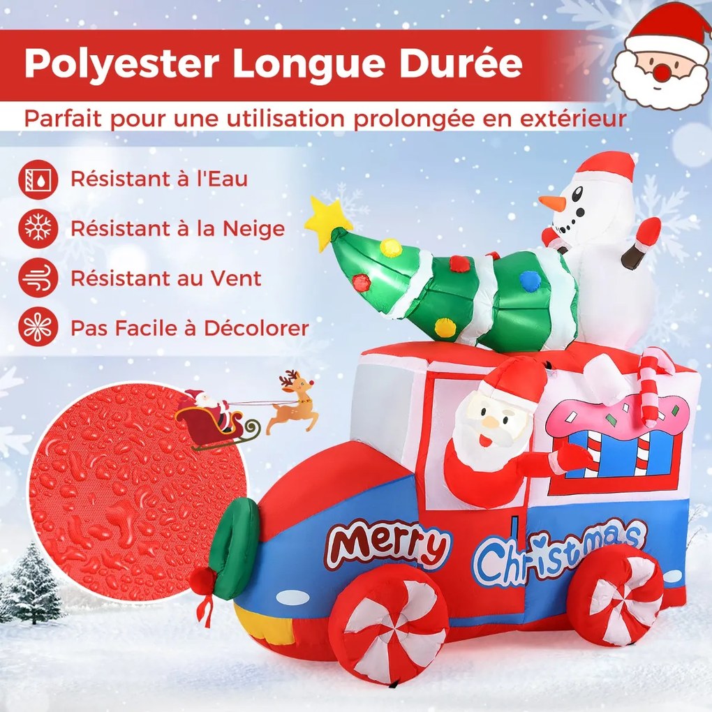 Guirlanda inflável de 120 cm com Papai Noel, guirlanda iluminada com laço vermelho, 5 luzes LED, decoração de janela multicolorida