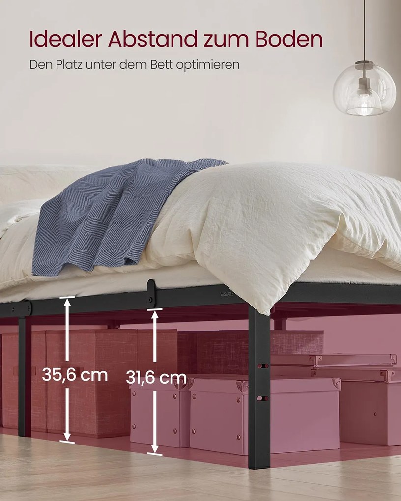 Estrutura de cama individual em metal 90 x 200 cm moderna preto