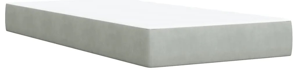 Cama com molas/colchão 90x200 cm veludo cinza-claro