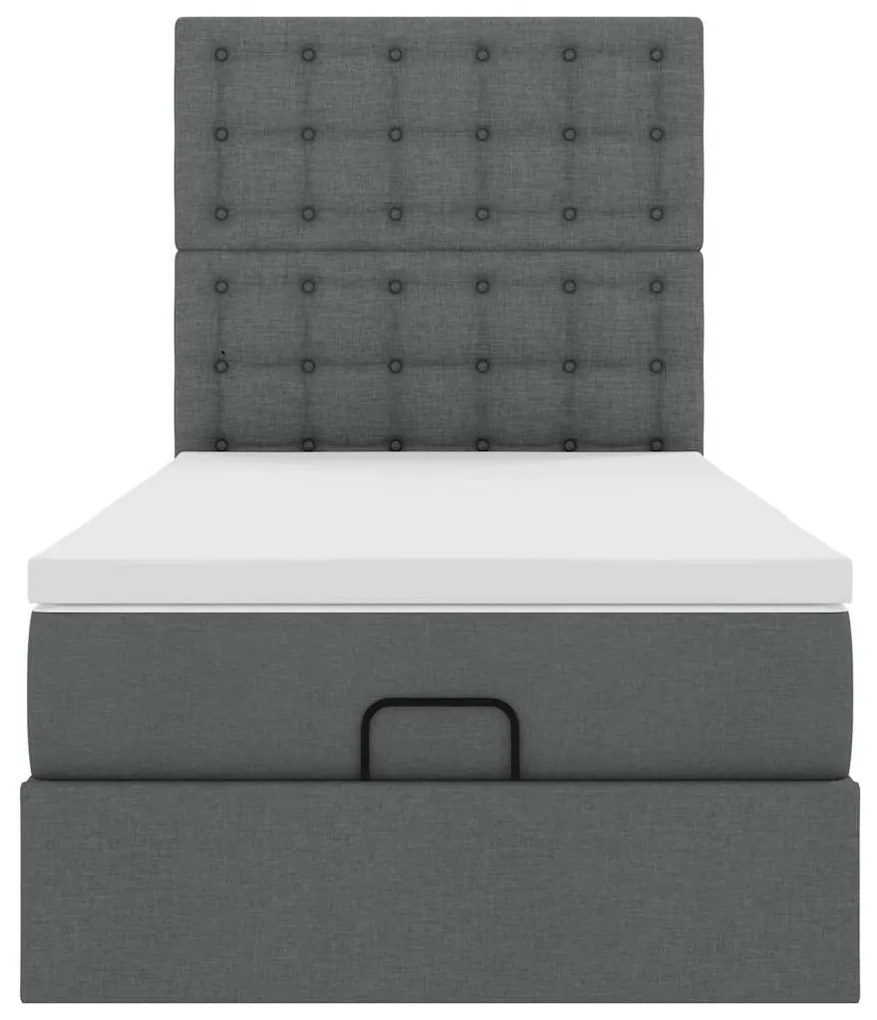 Estrutura cama otomana colchão 90x190 cm tecido cinzento escuro