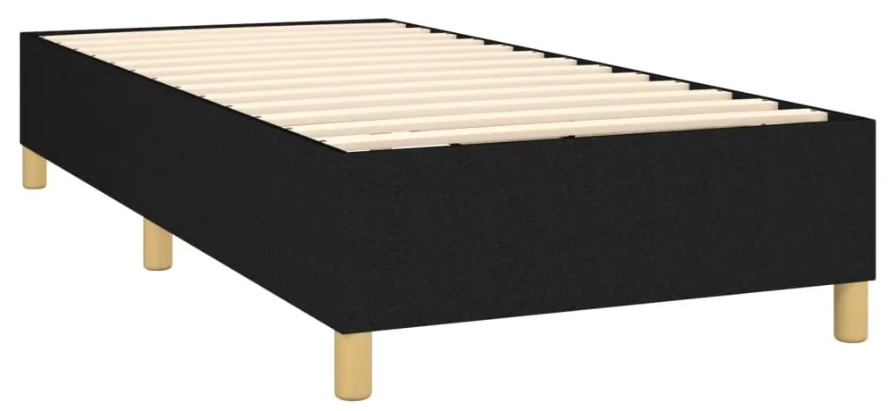 Cama box spring c/ colchão e LED 100x200 cm tecido preto