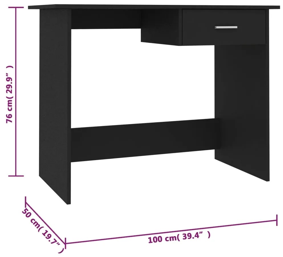 Secretária 100x50x76 cm contraplacado preto