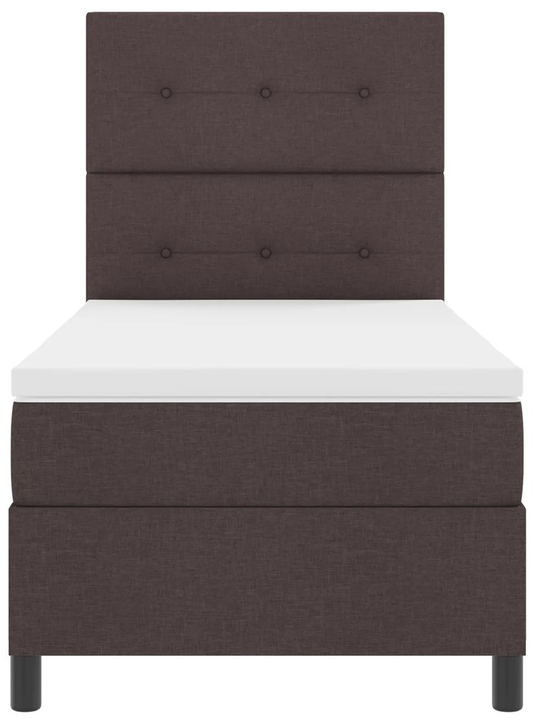 Cama Box Spring com Colchão Castanho Escuro Solteiro Tecido