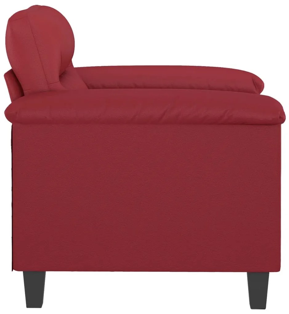Poltrona 60 cm couro artificial vermelho tinto