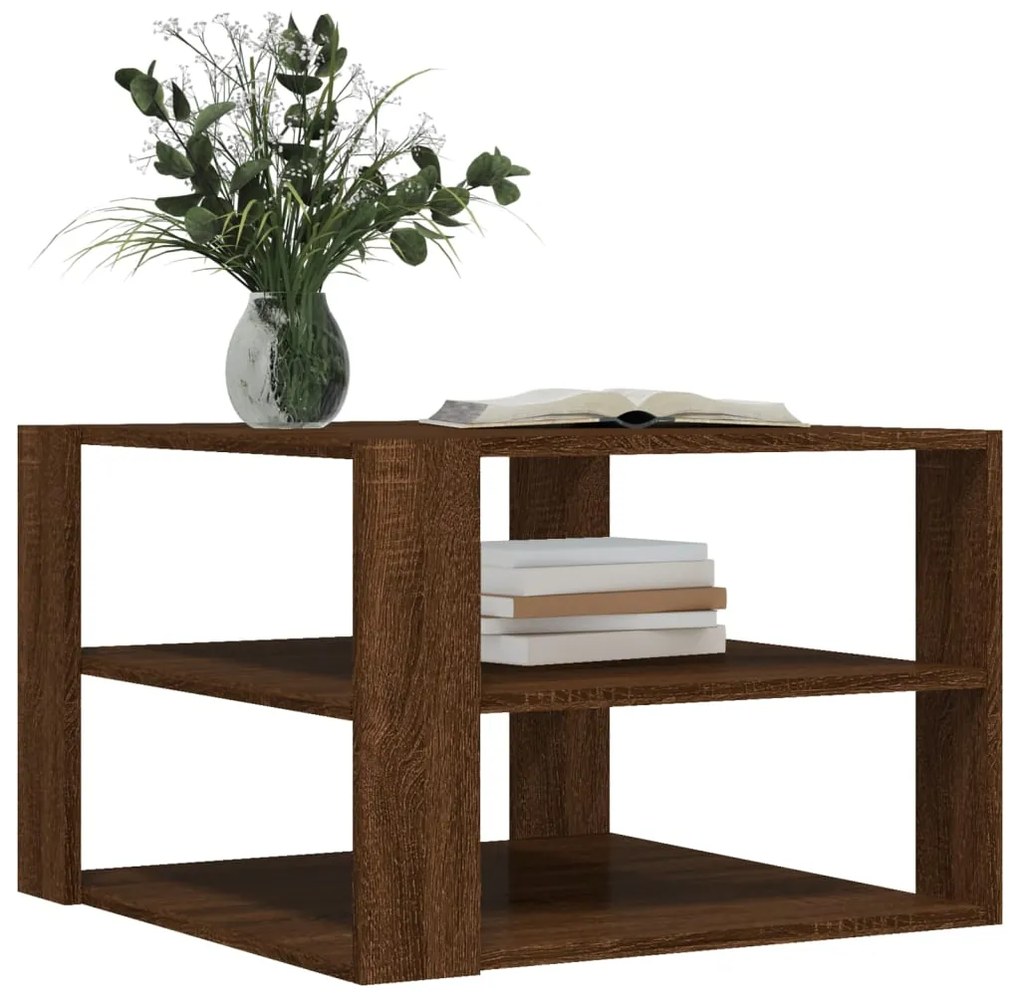 Mesa centro 59,5x59,5x40cm derivados madeira carvalho castanho