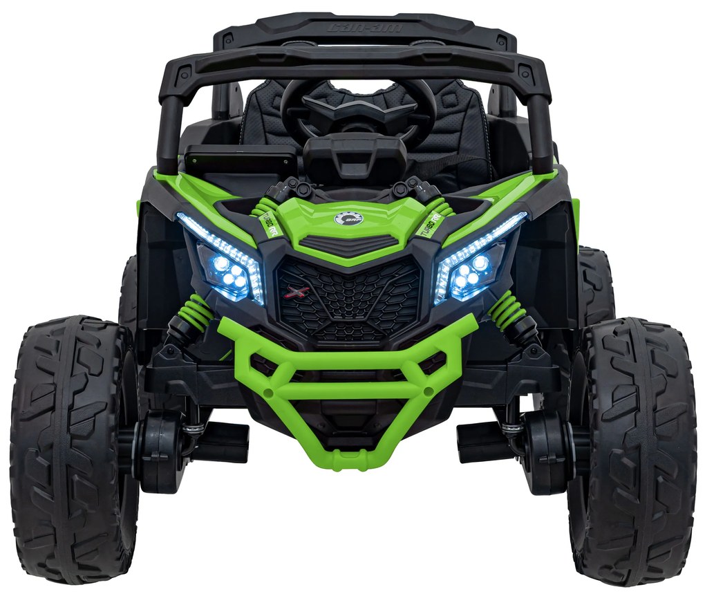 Carro elétrico para Crianças 24V 4x4 ATV CAN-AM Maverick Rodas de EVA, Assento de couro Verde