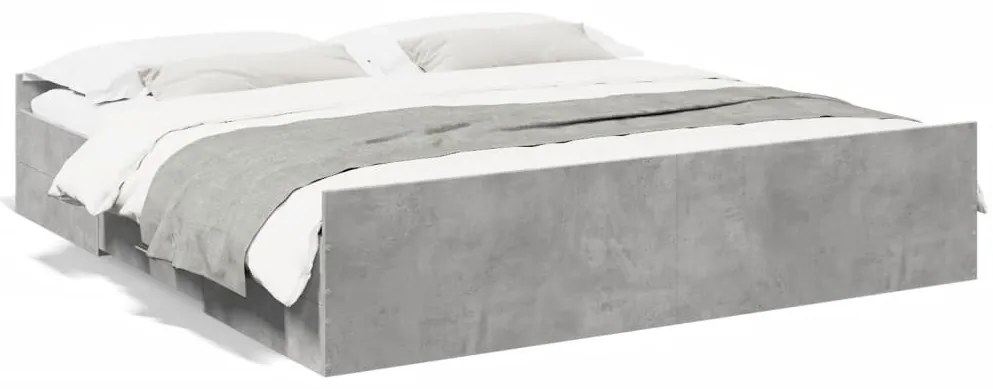 vidaXL Estrutura de cama c/ gavetas derivados de madeira cinza-cimento