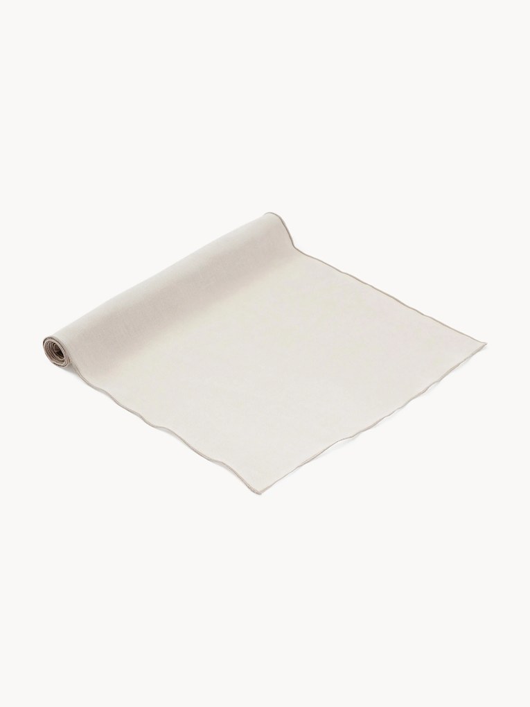 Corredor de mesa em linho com rebordo decorativo Kennedy