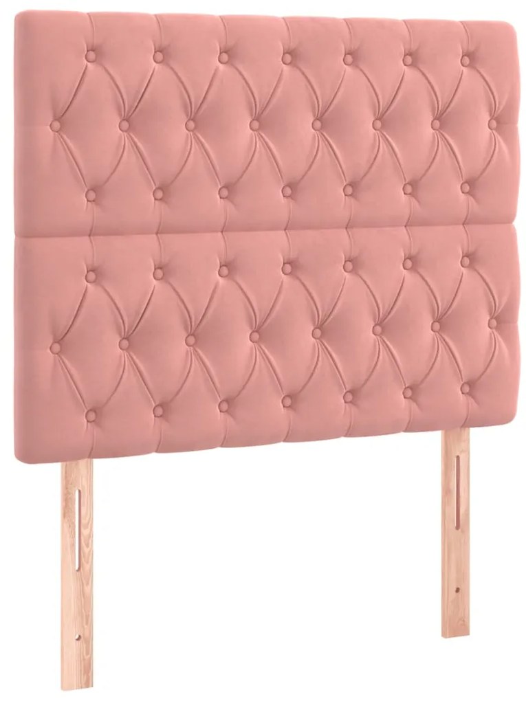 Estrutura de cama c/ cabeceira 100x200 cm veludo rosa