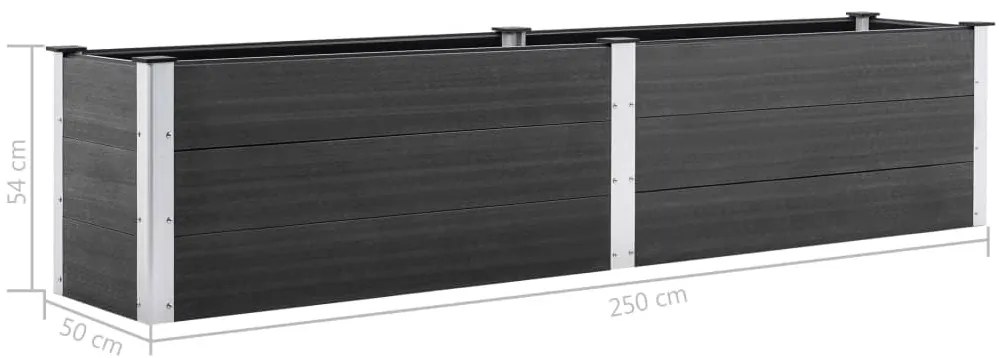 Canteiro elevado de jardim 250x50x54 cm WPC cinzento