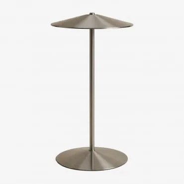 Lâmpada De Mesa Led Sem Fios Em Ferro Emilein Cinzento Escovado - Sklum