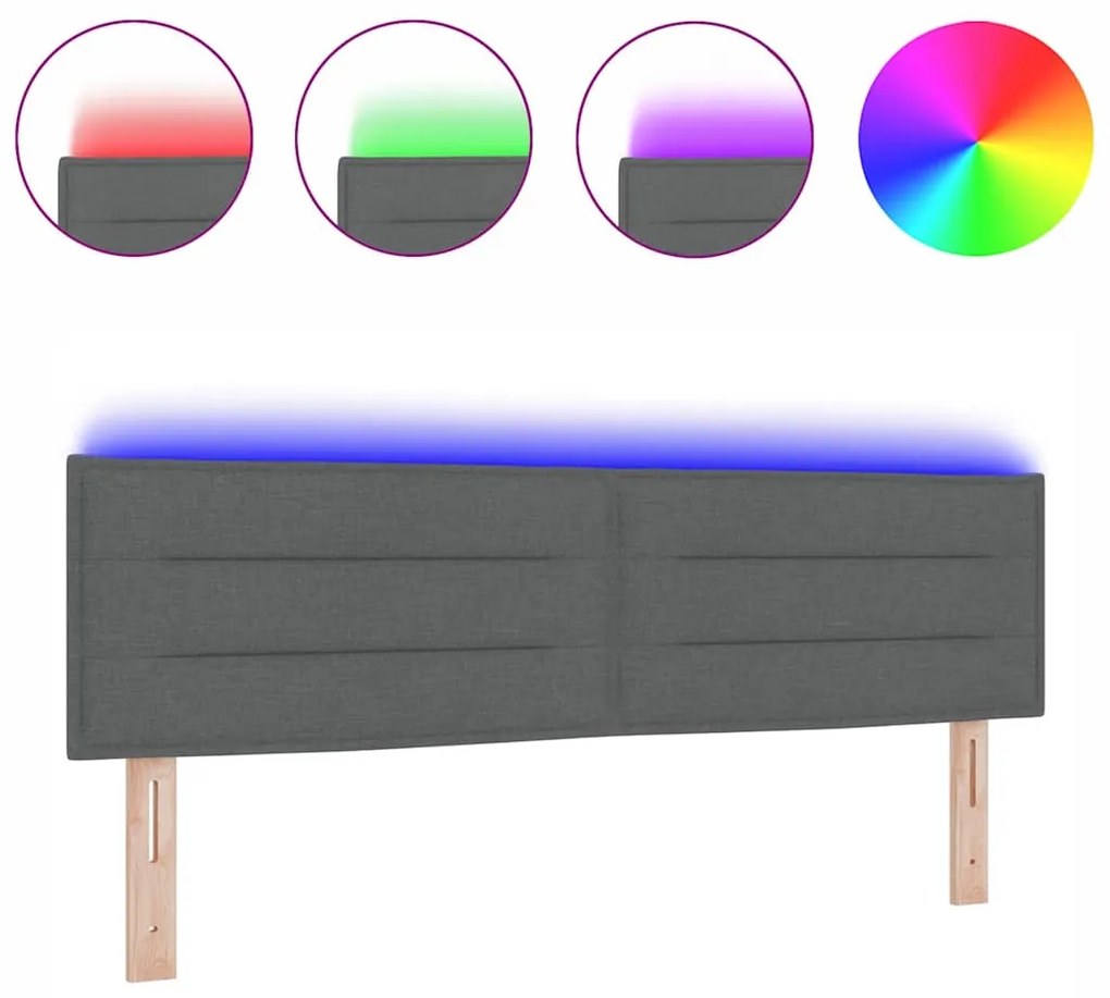 Cabeceira LED Design Linhas Cinza Escuro 80 cm Tecido