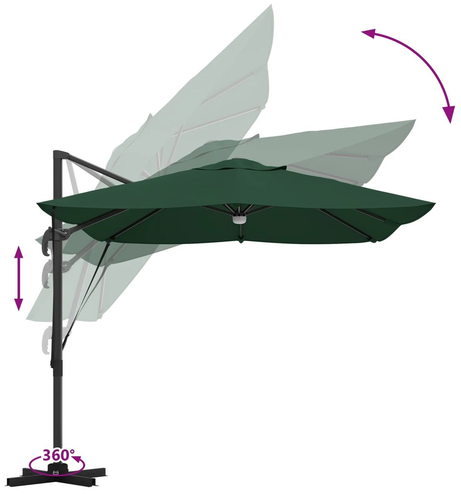 Guarda-sol Verde de Braço Articulado Verde Poliéster, Metal Grande