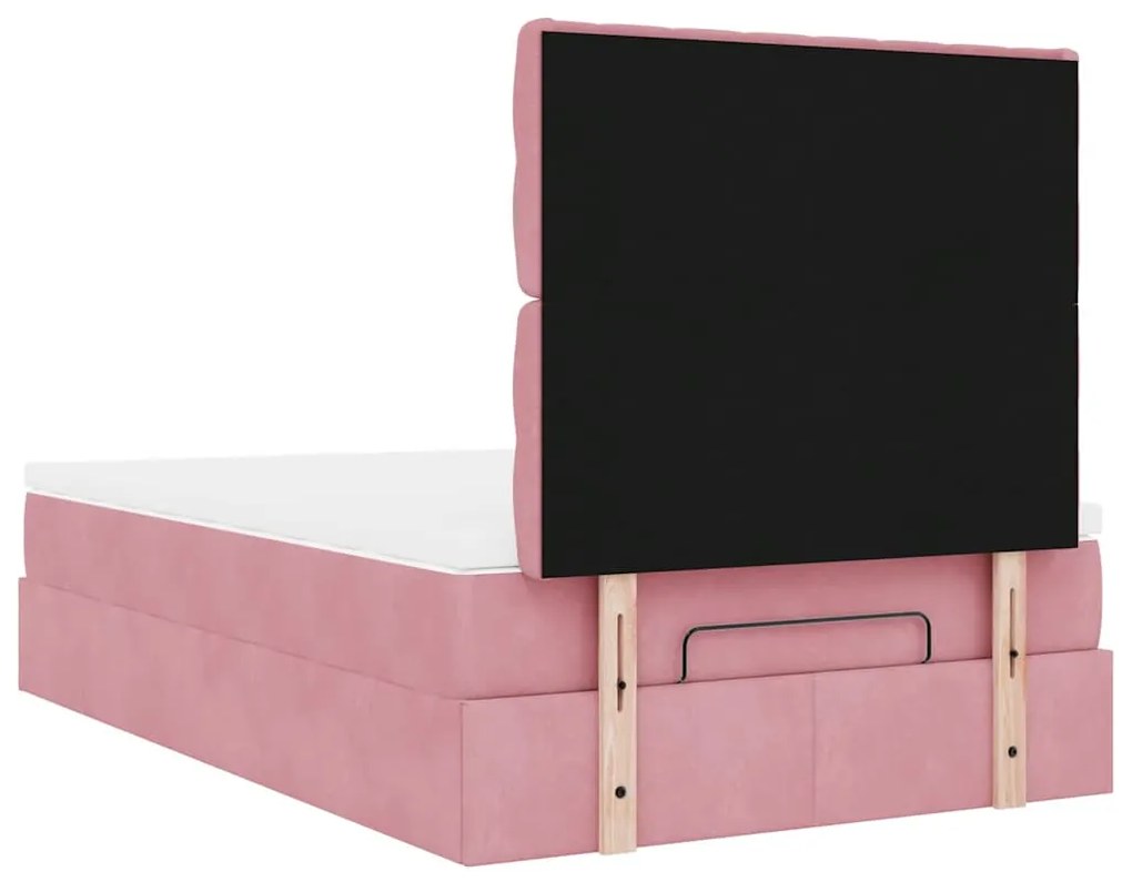Estrutura de cama otomana com colchões 120x200 cm veludo rosa